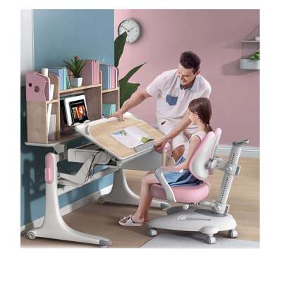 Children Furniture Sets Metal Study Table Chair Set, Korean Style Luxury Study Desk/