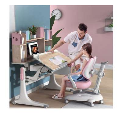 Low Adjustable Study Table And Chair, China Pink Color Study Table And Chair/